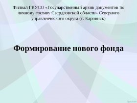 Мастер-класс в г. Карпинск : "Формирование нового фонда"